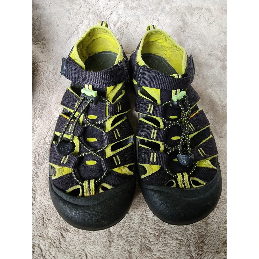 Keen Newport H2 Kids Waterproof Sandals Black Lime Green 5 1009965
